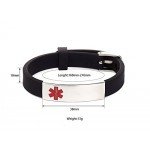 Silicone Bracelet Medical Alert ID for Men and Women Adjustable Size (Free Engraving)