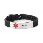 Silicone Bracelet Medical Alert ID for Men and Women Adjustable Size (Free Engraving)