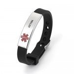 Silicone Bracelet Medical Alert ID for Men and Women Adjustable Size (Free Engraving)