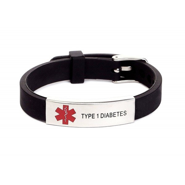 Silicone Bracelet Medical Alert ID for Men and Women Adjustable Size (Free Engraving)