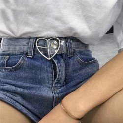 Silver Gold Heart Buckle Waist Belts Women Transparent Corset Belt Ladies Elastic Harness Cinture Femme Transparent Belt Q2
