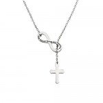 Silver Infinity Cross Necklace Bracelet Religious Jewelry Inspirational Gift,With God All Things are Possible,For Children, Friends, Graduation, school,Best Gift