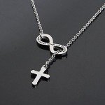 Silver Infinity Cross Necklace Bracelet Religious Jewelry Inspirational Gift,With God All Things are Possible,For Children, Friends, Graduation, school,Best Gift