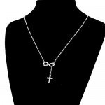 Silver Infinity Cross Necklace Bracelet Religious Jewelry Inspirational Gift,With God All Things are Possible,For Children, Friends, Graduation, school,Best Gift