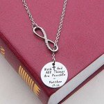 Silver Infinity Cross Necklace Bracelet Religious Jewelry Inspirational Gift,With God All Things are Possible,For Children, Friends, Graduation, school,Best Gift