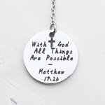 Silver Infinity Cross Necklace Bracelet Religious Jewelry Inspirational Gift,With God All Things are Possible,For Children, Friends, Graduation, school,Best Gift