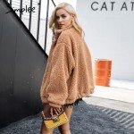 Simplee Faux lambswool oversized jacket coat Winter black warm hairly  jacket Women autumn outerwear 2017 new female overcoat