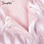 Simplee Fluffy warm faux fur coat women Fake fur short winter coat female 2017 autumn chic pink party casual furry overcoat