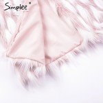 Simplee Fluffy warm faux fur coat women Fake fur short winter coat female 2017 autumn chic pink party casual furry overcoat