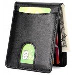 Slim Wallet Genuine Leather Front Pocket Wallet with ID Window RFID Blocking Slim Wallet Genuine Leather Front Pocket Wallet with ID Window RFID Blocking