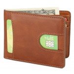 Slim Wallet Genuine Leather Front Pocket Wallet with ID Window RFID Blocking Slim Wallet Genuine Leather Front Pocket Wallet with ID Window RFID Blocking