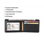 Slim Wallet Genuine Leather Front Pocket Wallet with ID Window RFID Blocking Slim Wallet Genuine Leather Front Pocket Wallet with ID Window RFID Blocking