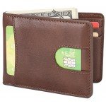 Slim Wallet Genuine Leather Front Pocket Wallet with ID Window RFID Blocking Slim Wallet Genuine Leather Front Pocket Wallet with ID Window RFID Blocking