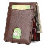 Slim Wallet Genuine Leather Front Pocket Wallet with ID Window RFID Blocking Slim Wallet Genuine Leather Front Pocket Wallet with ID Window RFID Blocking