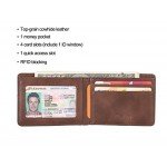 Slim Wallet Genuine Leather Front Pocket Wallet with ID Window RFID Blocking Slim Wallet Genuine Leather Front Pocket Wallet with ID Window RFID Blocking