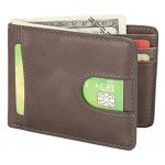Slim Wallet Genuine Leather Front Pocket Wallet with ID Window RFID Blocking Slim Wallet Genuine Leather Front Pocket Wallet with ID Window RFID Blocking