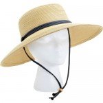 Sloggers Women's  Wide Brim Braided Sun Hat with Wind Lanyard - Dark Brown -  UPF 50+  Maximum Sun Protection, Style 442DB01