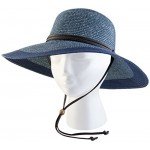 Sloggers Women's  Wide Brim Braided Sun Hat with Wind Lanyard - Dark Brown -  UPF 50+  Maximum Sun Protection, Style 442DB01