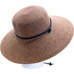 Sloggers Women's  Wide Brim Braided Sun Hat with Wind Lanyard - Dark Brown -  UPF 50+  Maximum Sun Protection, Style 442DB01