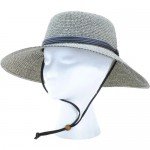 Sloggers Women's  Wide Brim Braided Sun Hat with Wind Lanyard - Dark Brown -  UPF 50+  Maximum Sun Protection, Style 442DB01