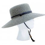 Sloggers Women's  Wide Brim Braided Sun Hat with Wind Lanyard - Dark Brown -  UPF 50+  Maximum Sun Protection, Style 442DB01