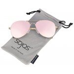 SojoS Classic Aviator Mirrored Flat Lens Sunglasses Metal Frame with Spring Hinges SJ1030