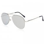 SojoS Classic Aviator Mirrored Flat Lens Sunglasses Metal Frame with Spring Hinges SJ1030