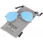 SojoS Classic Aviator Mirrored Flat Lens Sunglasses Metal Frame with Spring Hinges SJ1030