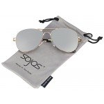 SojoS Classic Aviator Mirrored Flat Lens Sunglasses Metal Frame with Spring Hinges SJ1030
