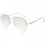 SojoS Classic Aviator Mirrored Flat Lens Sunglasses Metal Frame with Spring Hinges SJ1030
