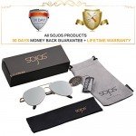 SojoS Classic Aviator Mirrored Flat Lens Sunglasses Metal Frame with Spring Hinges SJ1030