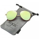 SojoS Classic Aviator Mirrored Flat Lens Sunglasses Metal Frame with Spring Hinges SJ1030