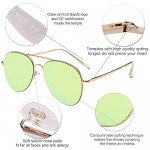 SojoS Classic Aviator Mirrored Flat Lens Sunglasses Metal Frame with Spring Hinges SJ1030