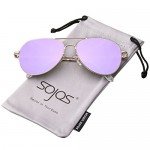 SojoS Classic Aviator Mirrored Flat Lens Sunglasses Metal Frame with Spring Hinges SJ1030