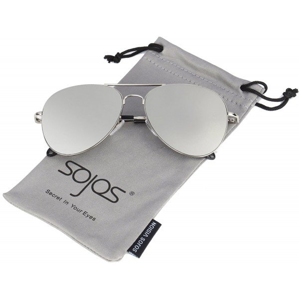 SojoS Classic Aviator Mirrored Flat Lens Sunglasses Metal Frame with Spring Hinges SJ1030