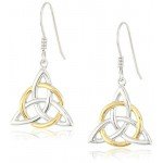 Sterling Silver Celtic Triquetra Knot Triangle Drop Wire Earrings