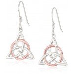 Sterling Silver Celtic Triquetra Knot Triangle Drop Wire Earrings