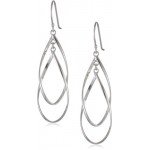 Sterling Silver Double Elongated-Oval Twist French Wire Earrings
