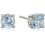 Sterling Silver Genuine and Created Gemstone Round 6mm Birthstone Stud Earrings