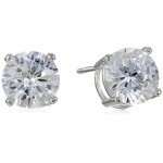 Sterling Silver Round Cut Cubic Zirconia Stud Earrings