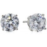 Sterling Silver Round Cut Cubic Zirconia Stud Earrings