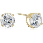 Sterling Silver Round Cut Cubic Zirconia Stud Earrings