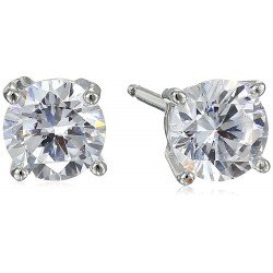 Sterling Silver Round Cut Cubic Zirconia Stud Earrings