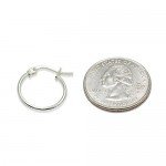 Sterling Silver Small High Polished Round Thin Lightweight Unisex Click-Top Hoop Earrings, Choose a Size & Metal