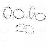 Sterling Silver Small Tiny Endless Hoop 8mm 10mm 12mm Earrings Set of 3
