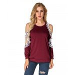 StyleDome Women Blouse Off Shoulder Shirts Crochet Lace Long Sleeve Casual Round Neck Tee Tops