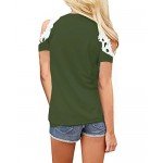 StyleDome Women Blouse Off Shoulder Shirts Crochet Lace Long Sleeve Casual Round Neck Tee Tops