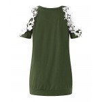 StyleDome Women Blouse Off Shoulder Shirts Crochet Lace Long Sleeve Casual Round Neck Tee Tops
