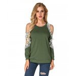 StyleDome Women Blouse Off Shoulder Shirts Crochet Lace Long Sleeve Casual Round Neck Tee Tops