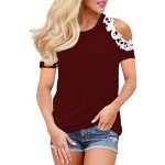 StyleDome Women Blouse Off Shoulder Shirts Crochet Lace Long Sleeve Casual Round Neck Tee Tops